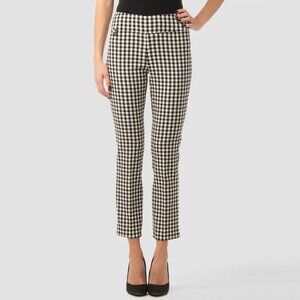 Joseph Ribkoff Crop Pants Size 10 Black White Gingham Checkered Slim Fit Tapered